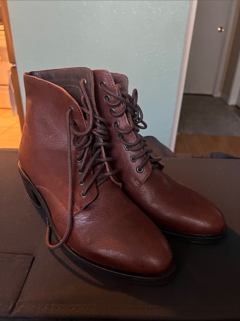 Jeffrey Campbell Brown Leather Lace-Up Ankle Booties